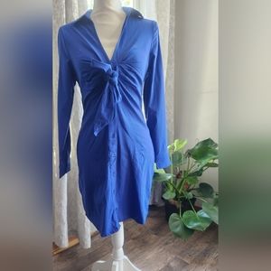 New women's blue shirt dress